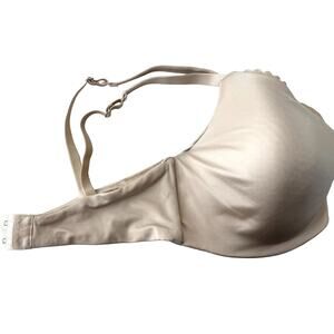 PLAYTEX UNDERWIRE BRA, WOMENS, 40D (USA), BEIGE, 2-HOOK, LACE TRIM, LIGHT PAD